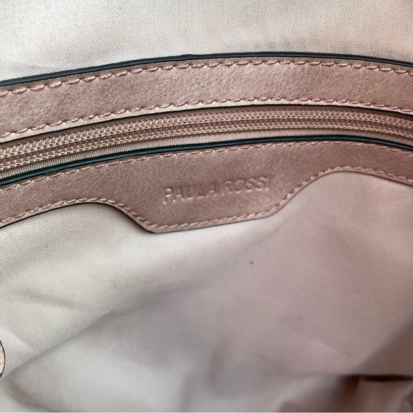 Paula Rossi Faux Leather Tote Large Pink Studded Crossbody Travel Boho Purse - Picture 11 of 11